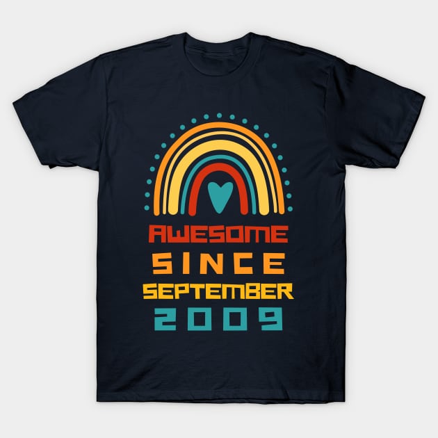 Rainbow Awesome Since september 2009 12th Birthday T-Shirt by Tony_sharo